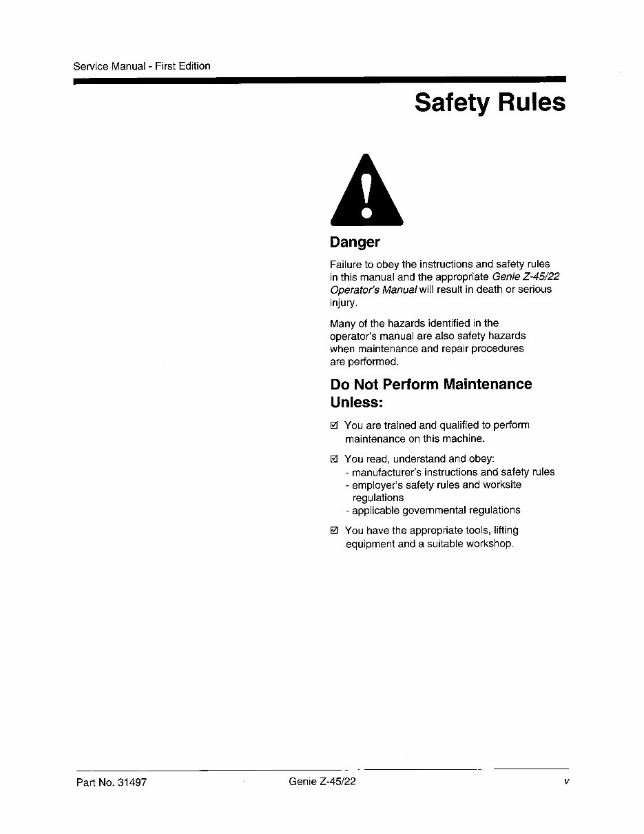 GENIE Z45-22 2WD 4WD Telescopic BOOM Lift Workshop Manual preview img 5