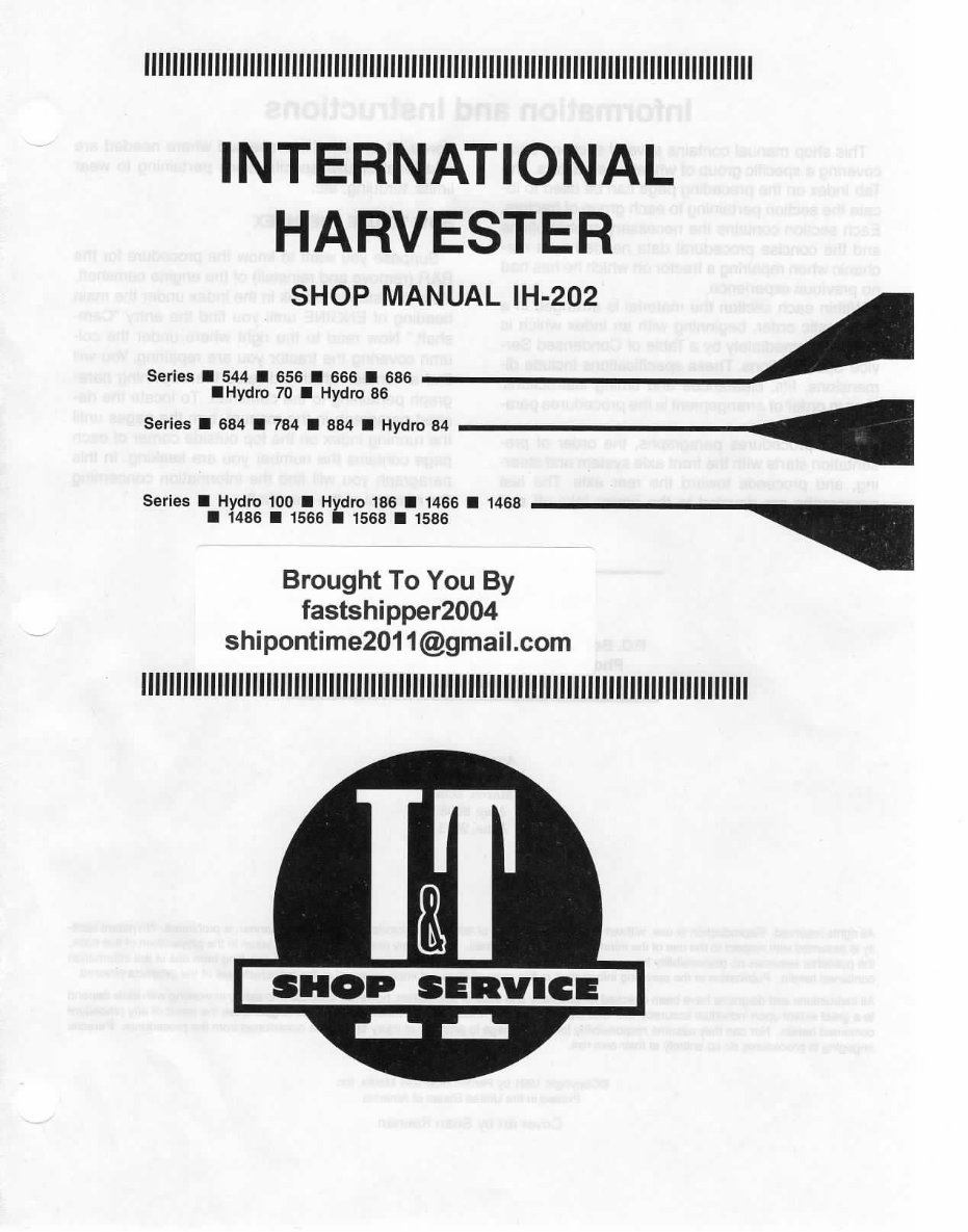 IH International Harvester 1466, 1468 & 1486 Tractor Shop Workshop Service Repair Manual - IMPROVED - preview img 1