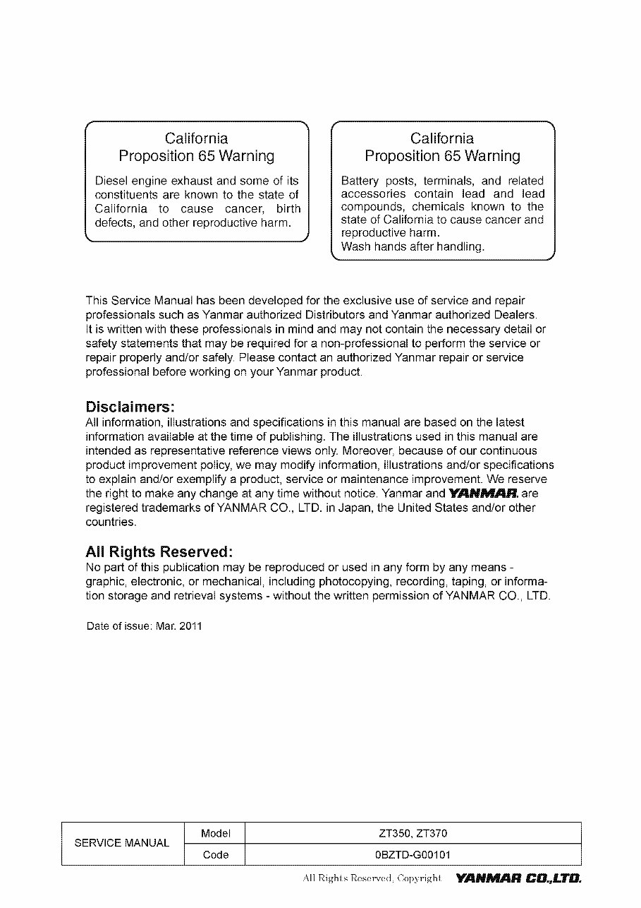 YANMAR Marine STERN DRIVE ZT350 ZT370 Full Service Manual preview img 2