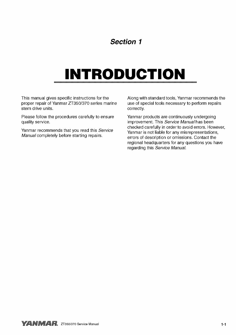 YANMAR Marine STERN DRIVE ZT350 ZT370 Full Service Manual preview img 5