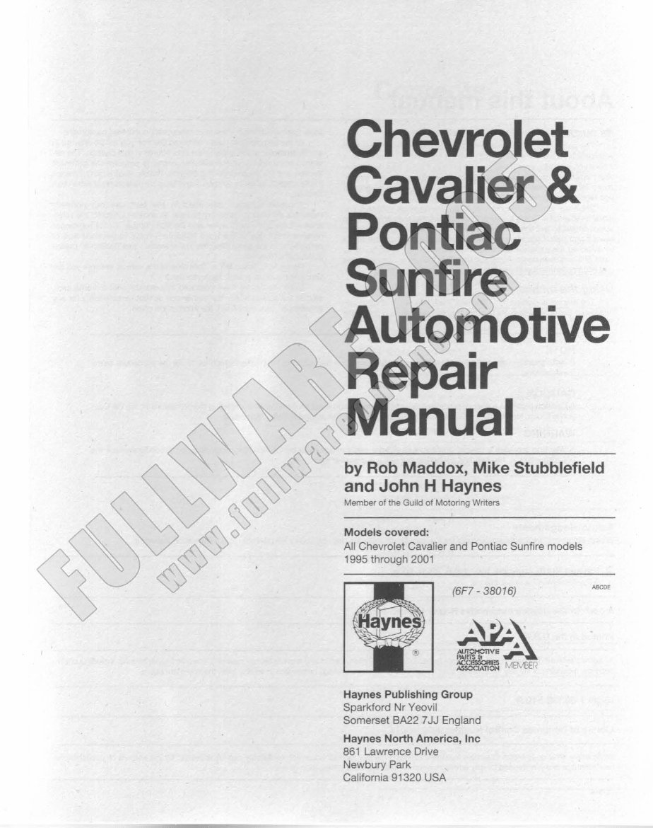 1995-1999 SUNFIRE Service and Repair Manual preview img 2