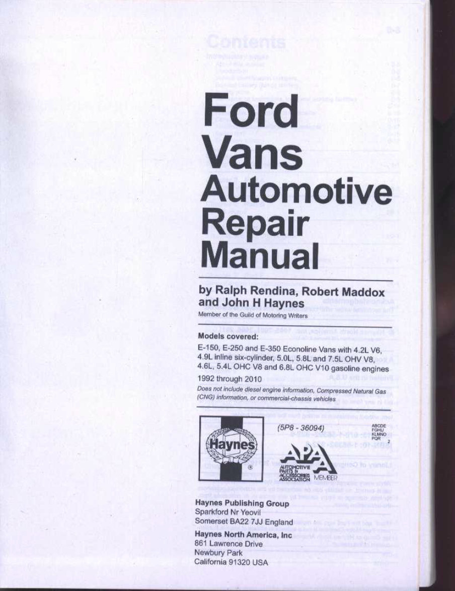 1994 Ford E-250 Econoline Service & Repair Manual Software preview img 1