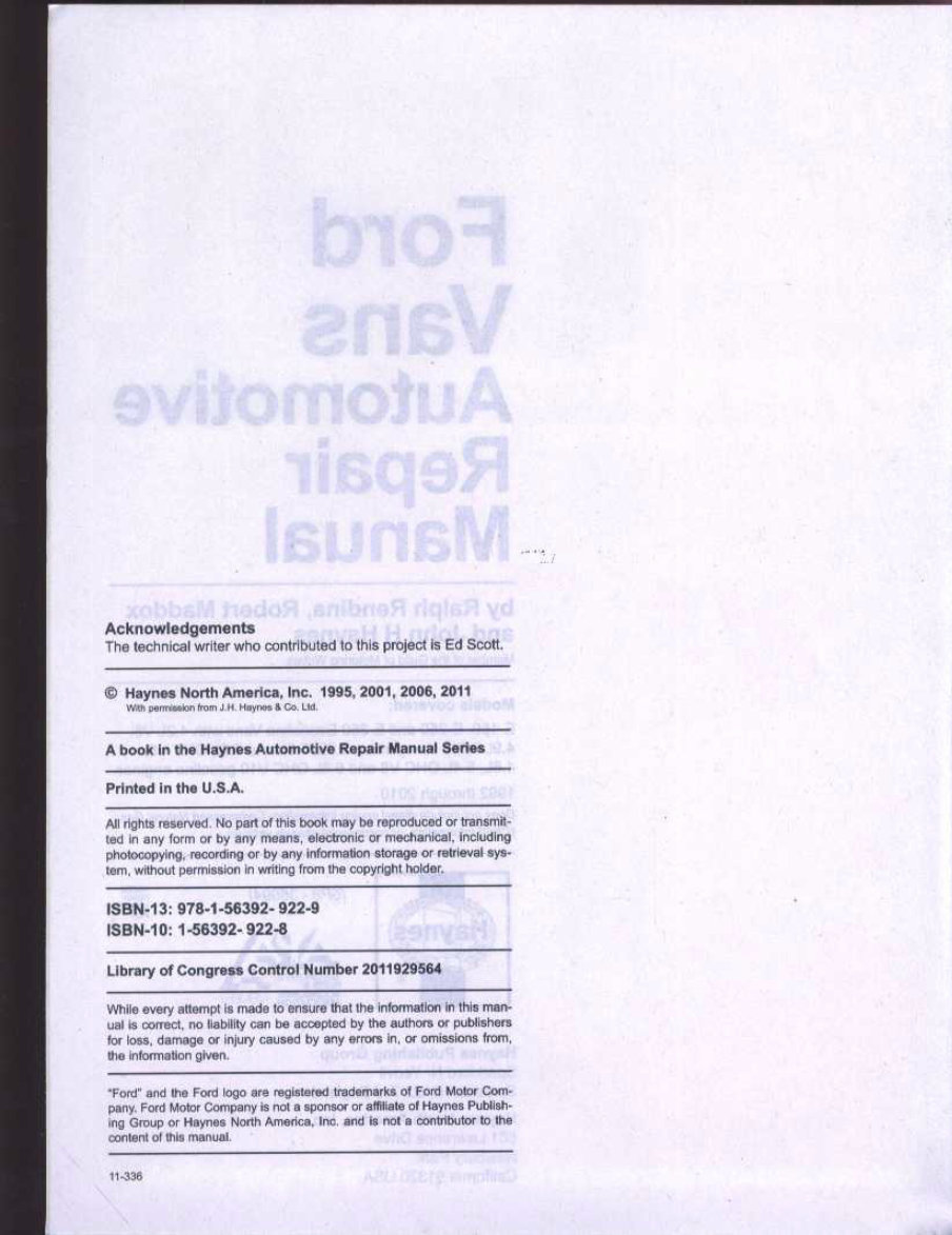 1994 Ford E-250 Econoline Service & Repair Manual Software preview img 2