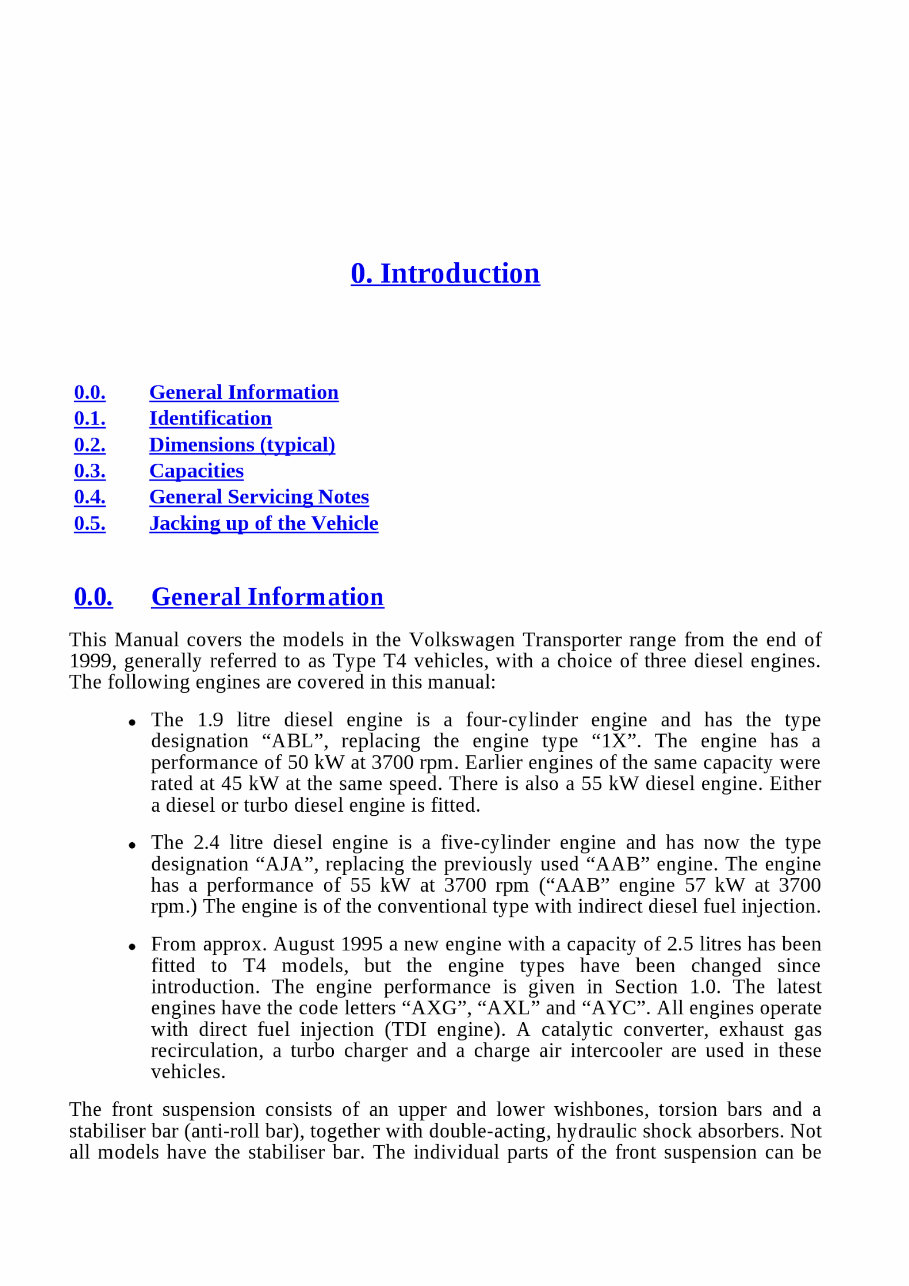 2000-2004 Volkswagen Transporter T4 Diesel Models Service & Repair Manual preview img 6