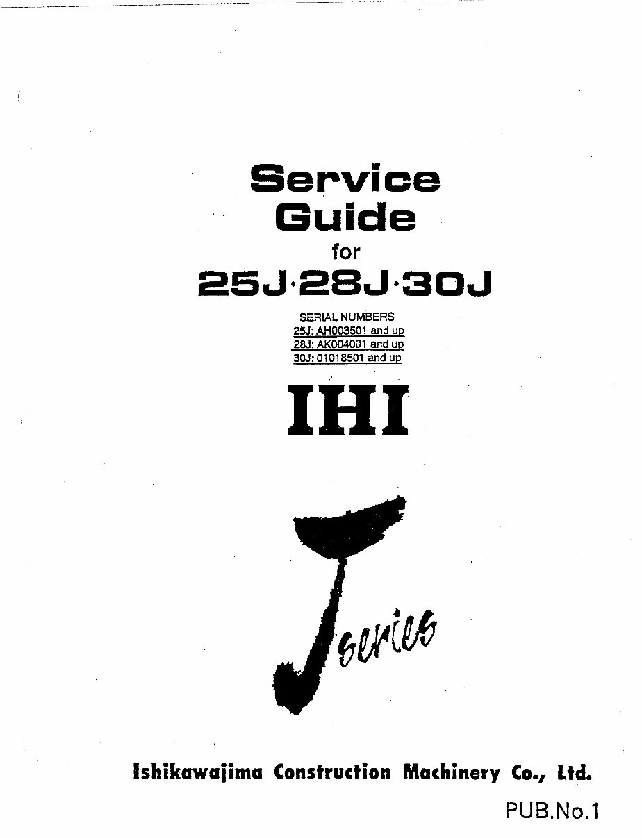 IHI 25J 28J 30J Compact Excavator Service & Repair Workshop Manual preview img 1
