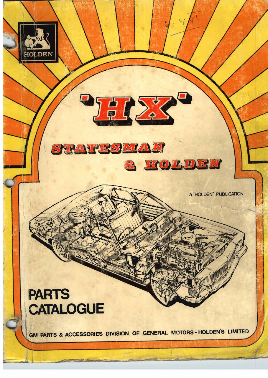 HOLDEN HX Series MONARO FACTORY Parts and ASSEMBLY Manual preview img 1