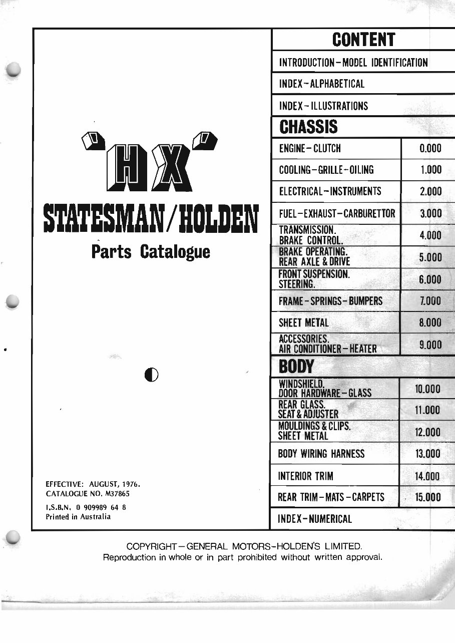 HOLDEN HX Series MONARO FACTORY Parts and ASSEMBLY Manual preview img 2