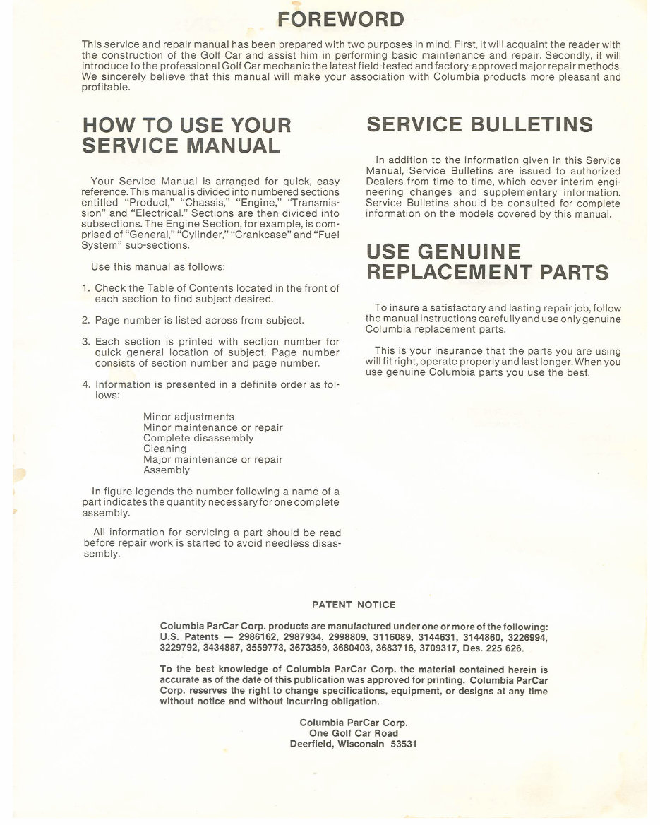1963-1980 AMF Harley Davidson Golf Cart Service & Repair Manual preview img 2