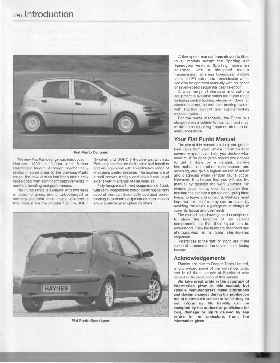 FIAT 1999-2003 PUNTO Petrol Workshop Repair & Service Manual preview img 8