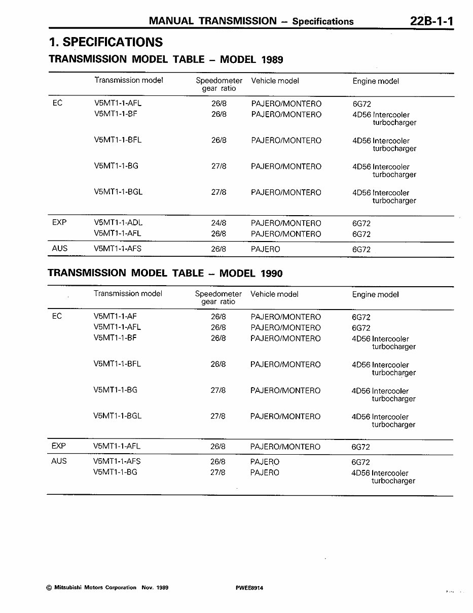 MITSUBISHI Manual Gearbox Transmission V5MT1 Workshop Manual preview img 9