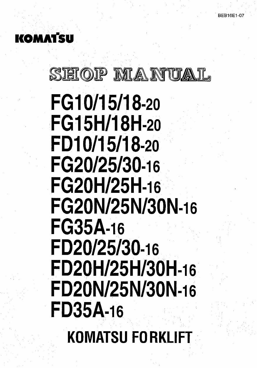 Komatsu FG/FD Series Forklift Service & Repair Manual preview img 1