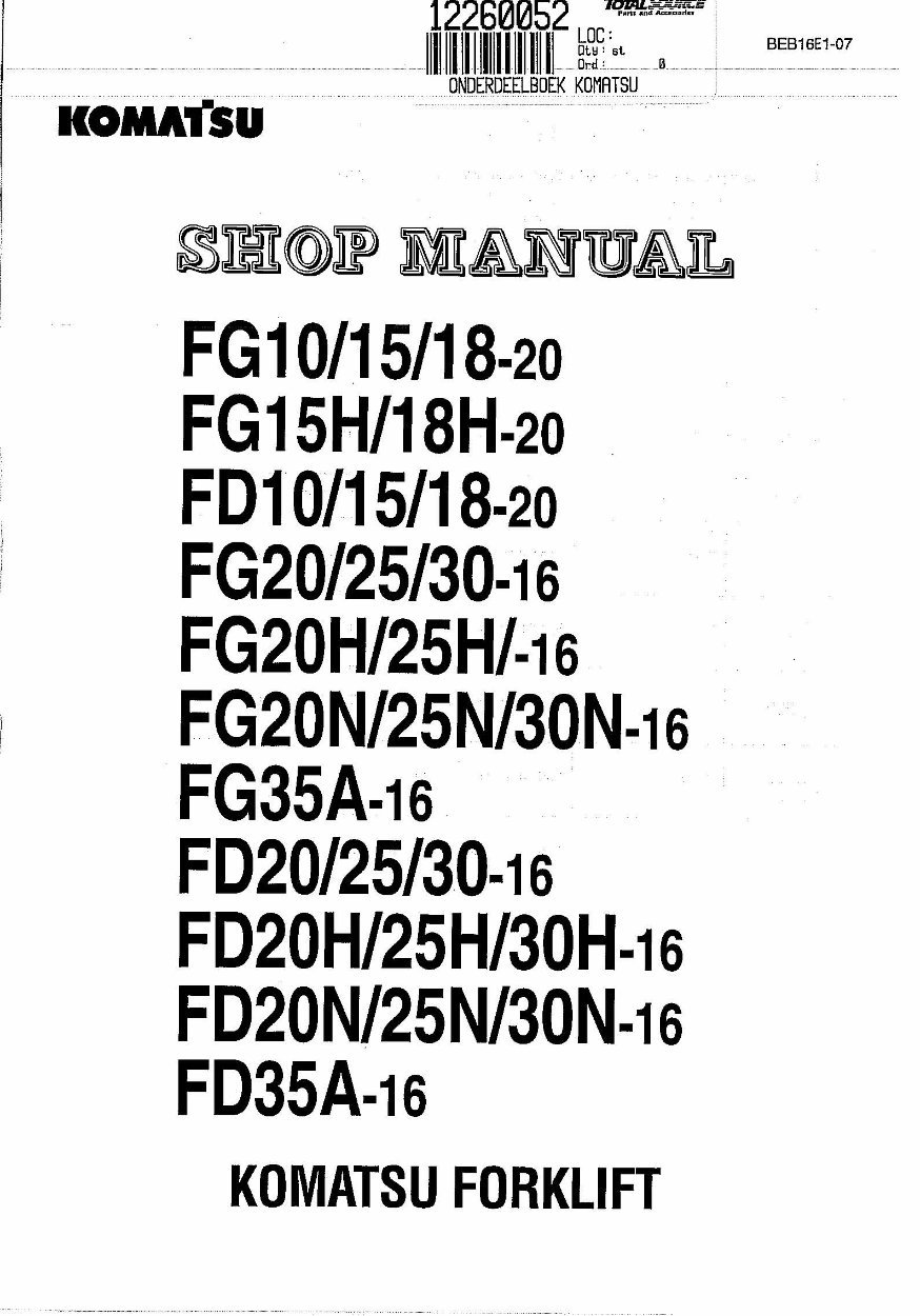 Komatsu FG/FD Series Forklift Service & Repair Manual preview img 3