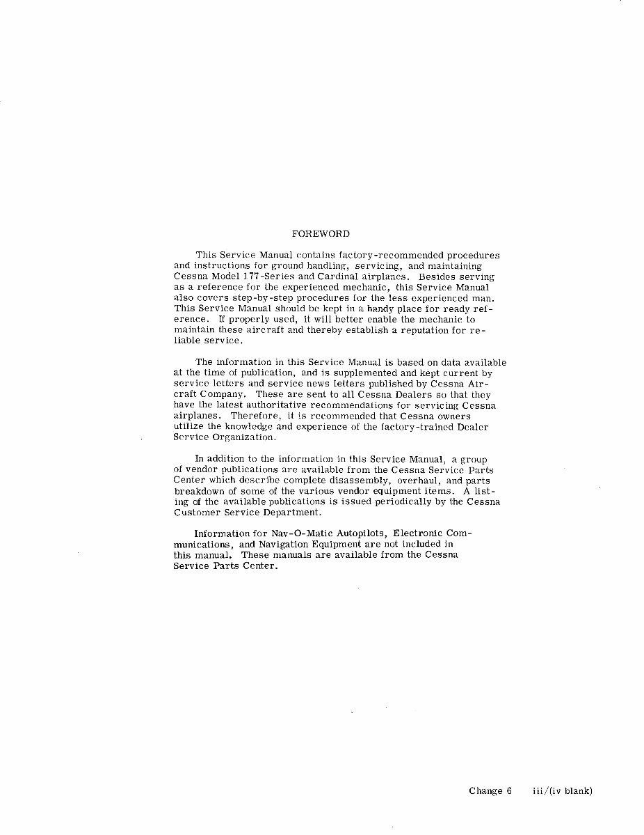 1968-1975 Cessna 177 And Cardinal Aircraft Service & Repair Manual preview img 5