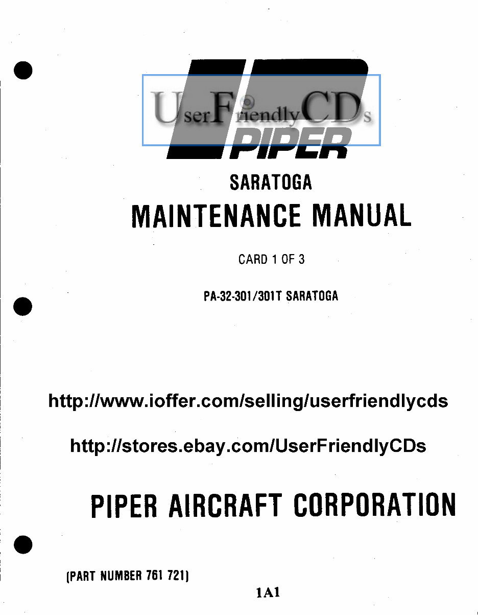 Piper Saratoga (PA-32-301/301T) Aircraft Maintenance Manual preview img 1