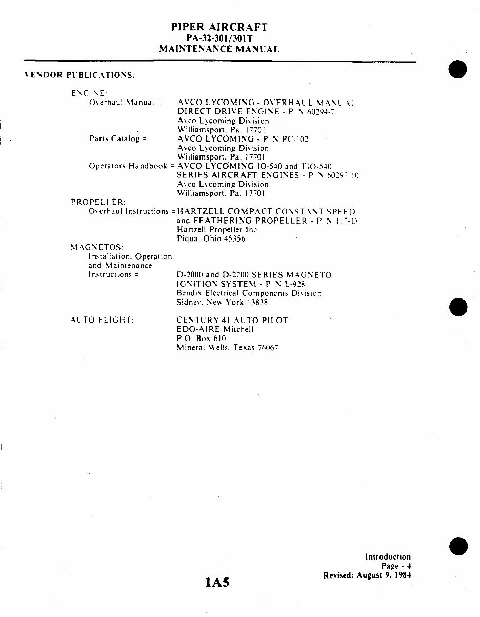 Piper Saratoga (PA-32-301/301T) Aircraft Maintenance Manual preview img 5