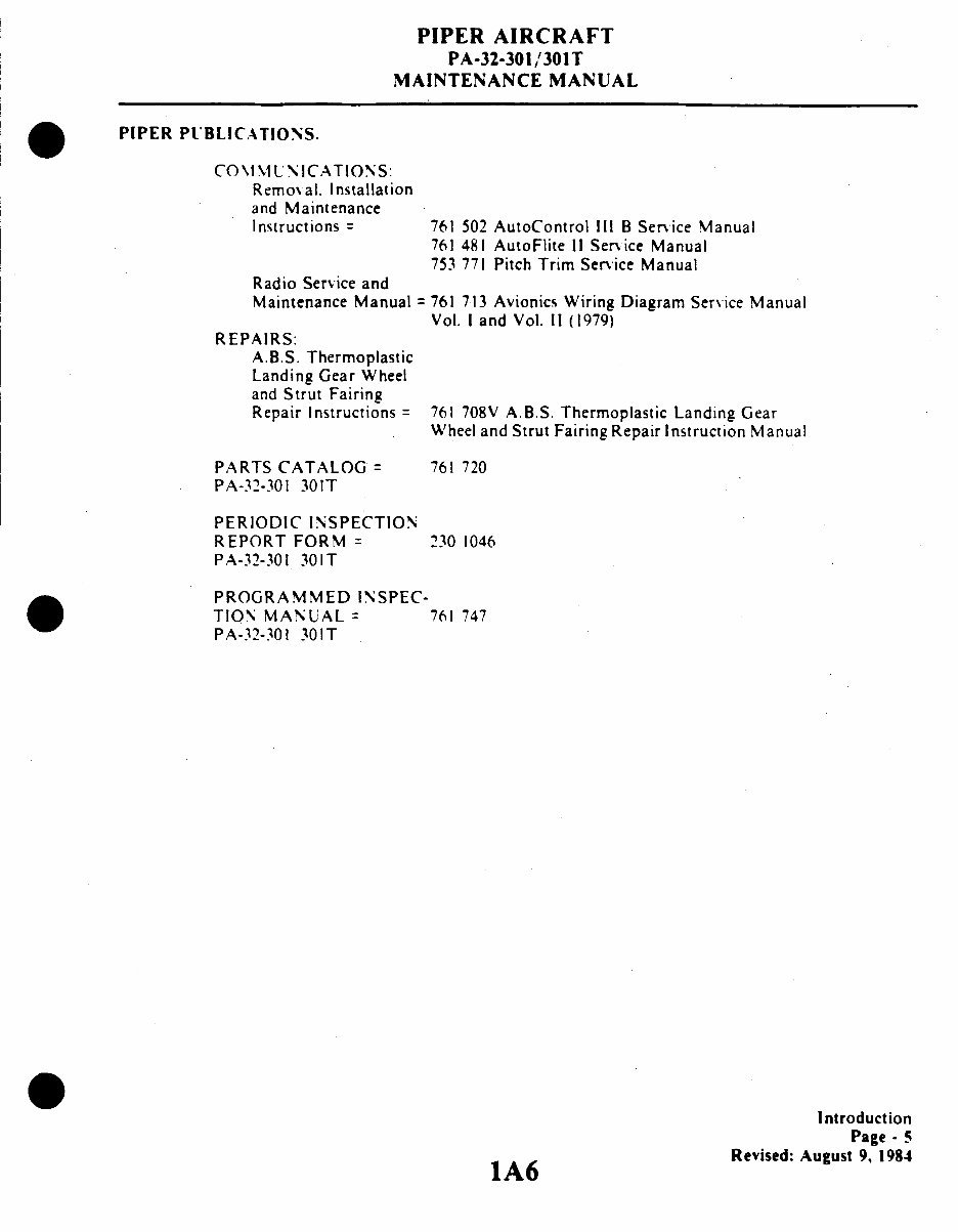 Piper Saratoga (PA-32-301/301T) Aircraft Maintenance Manual preview img 6