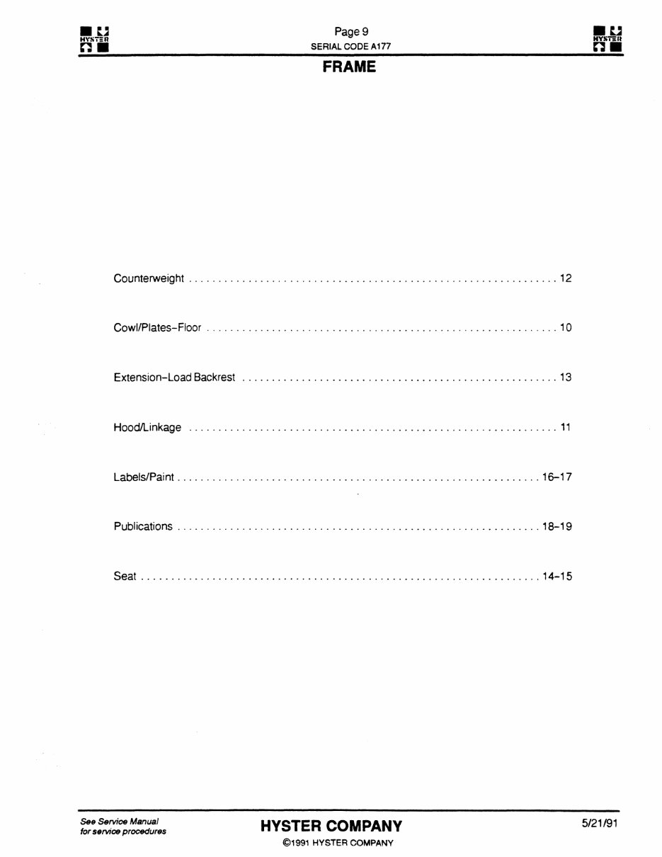Hyster Challenger A177 (H40XL, H50XL, H60XL, H2.00XL, H2.50XL, H3.00XL) Forklift Parts Manual preview img 10