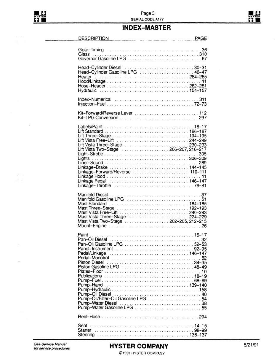 Hyster Challenger A177 (H40XL, H50XL, H60XL, H2.00XL, H2.50XL, H3.00XL) Forklift Parts Manual preview img 4