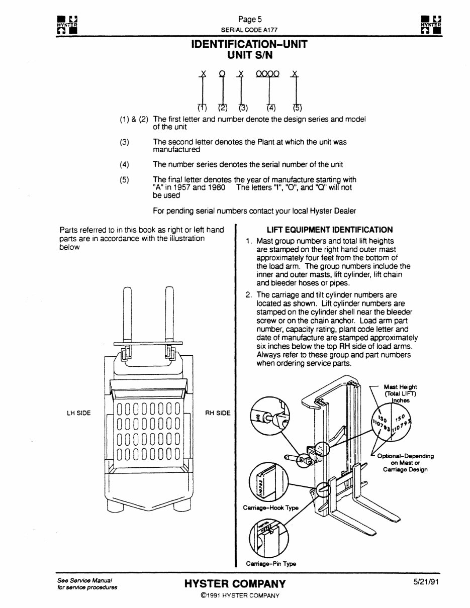 Hyster Challenger A177 (H40XL, H50XL, H60XL, H2.00XL, H2.50XL, H3.00XL) Forklift Parts Manual preview img 6