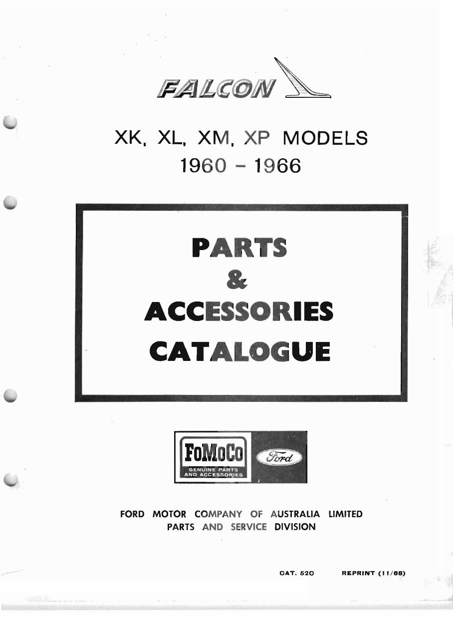 19601966 Ford Falcon XK XL XM XP Parts Catalog