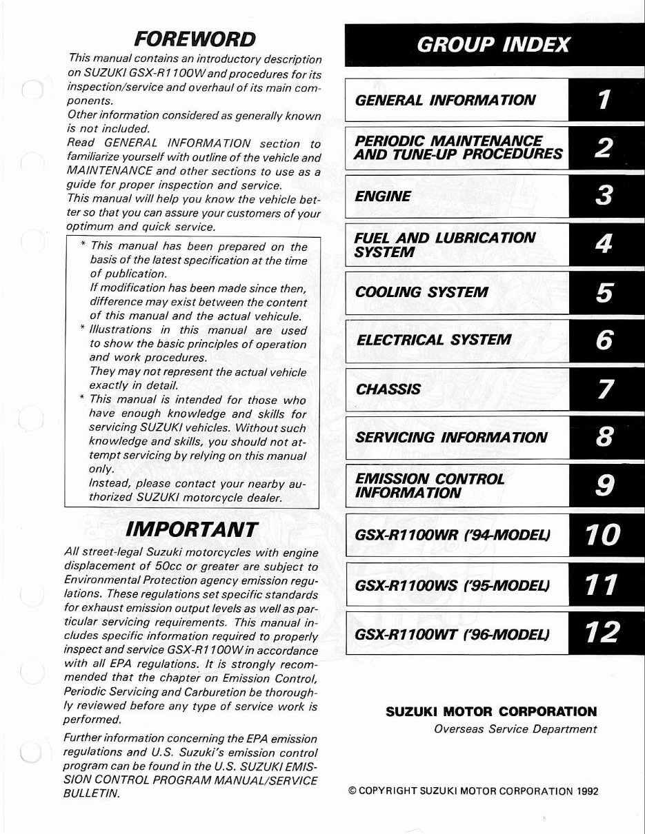 1993 Suzuki GSXR1100 Service & Repair Manual preview img 3