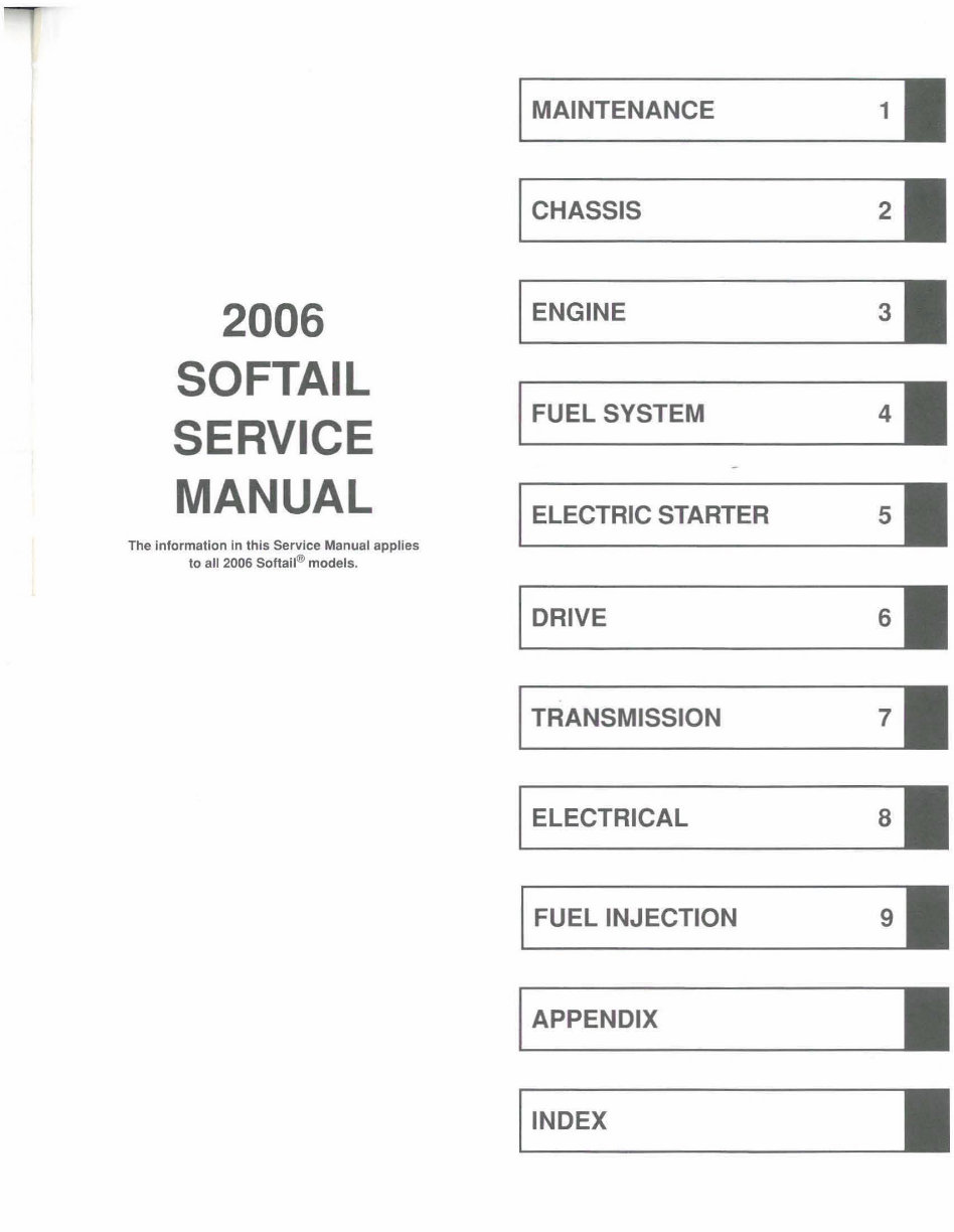 2006-2009 Harley-Davidson FXSTB Softail Night Train OEM Service & Repair Manual preview img 1