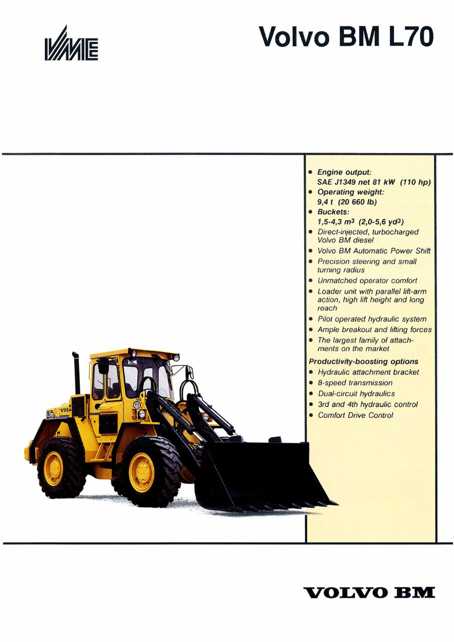 VOLVO BM L70 Wheel Loader Service and Repair Manual preview img 1