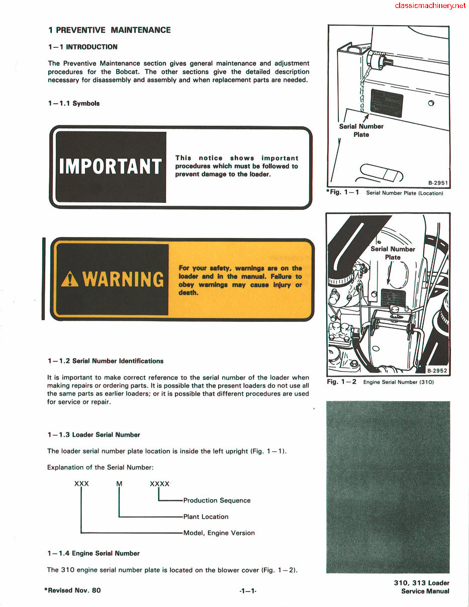 Bobcat 313 Factory Service & Work Shop Manual preview img 5