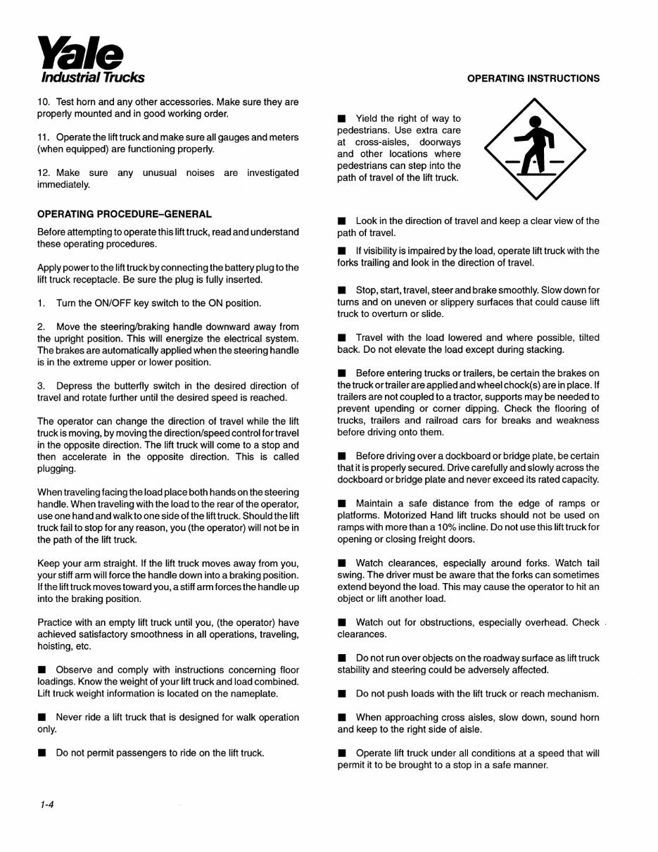 Yale MRW 020 - 030, MSW 020 - 030 - 040 Lift Truck Service Repair and Maintenance Manual preview img 9