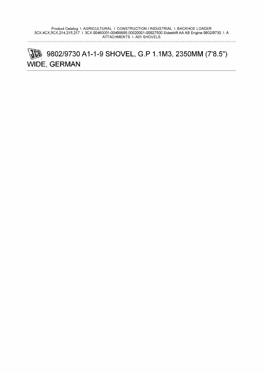 JCB 3CX (24 Volt) BACKHOE Loader Parts Catalog Manual (SER. 00460001-00499999,00920001-00927500) preview img 10