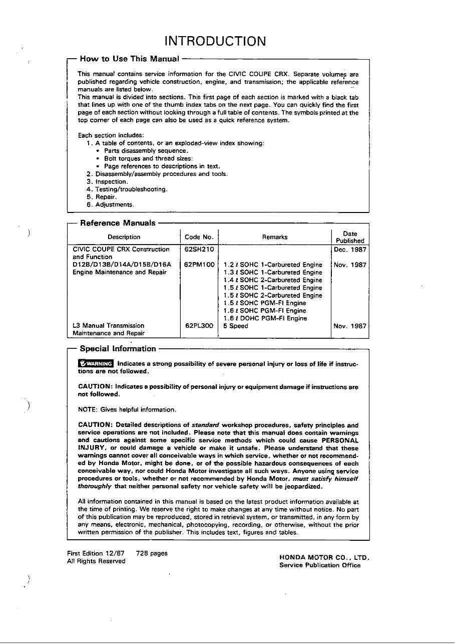 Honda CRX Workshop Manual preview img 3