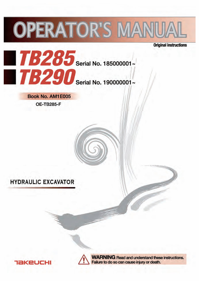 Takeuchi TB285 andTB290 operators manual preview img 1