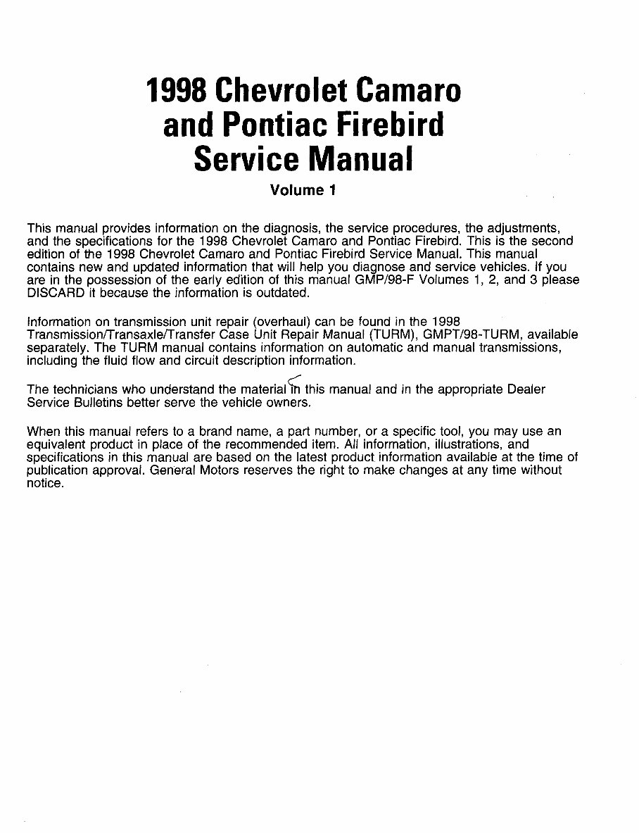 1993-2002 Pontiac Firebird Service & Repair Manual preview img 2