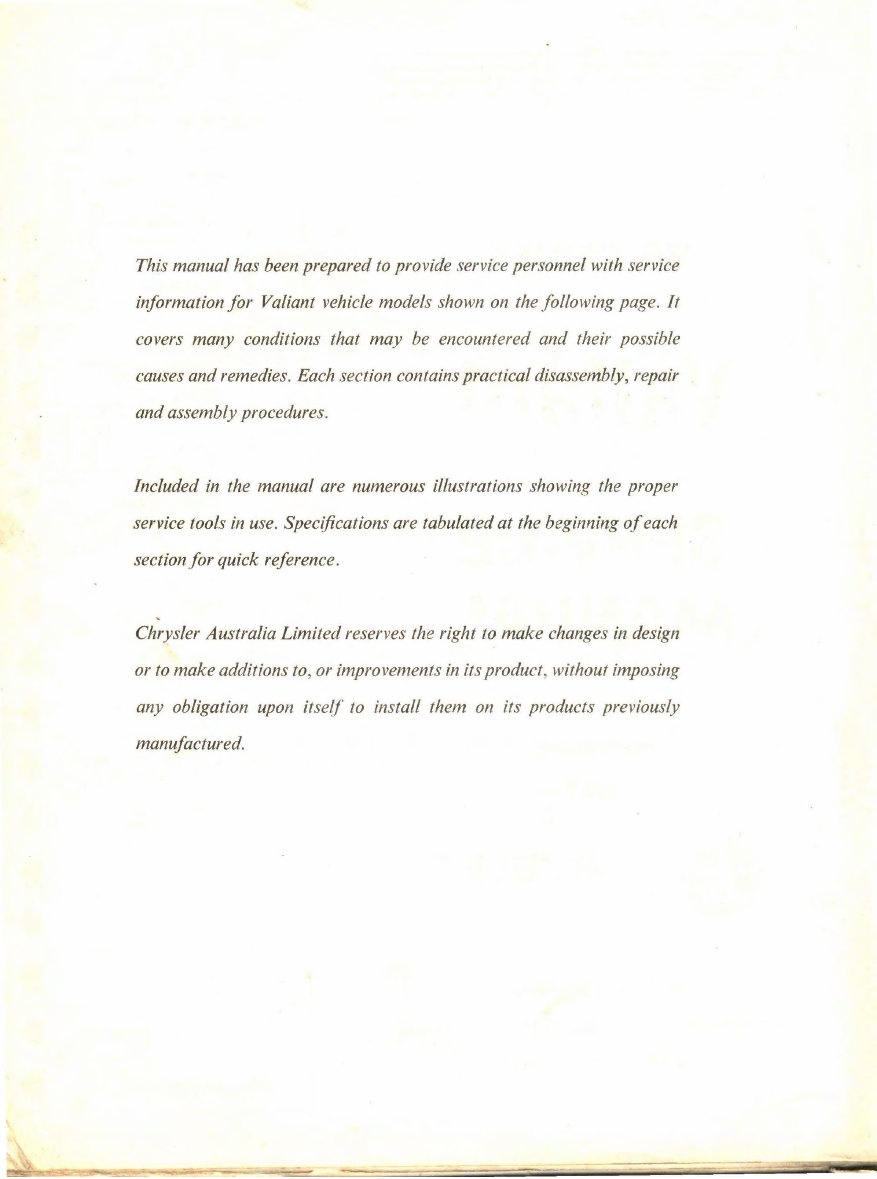 Chrysler Valiant VF Series workshop manual preview img 2