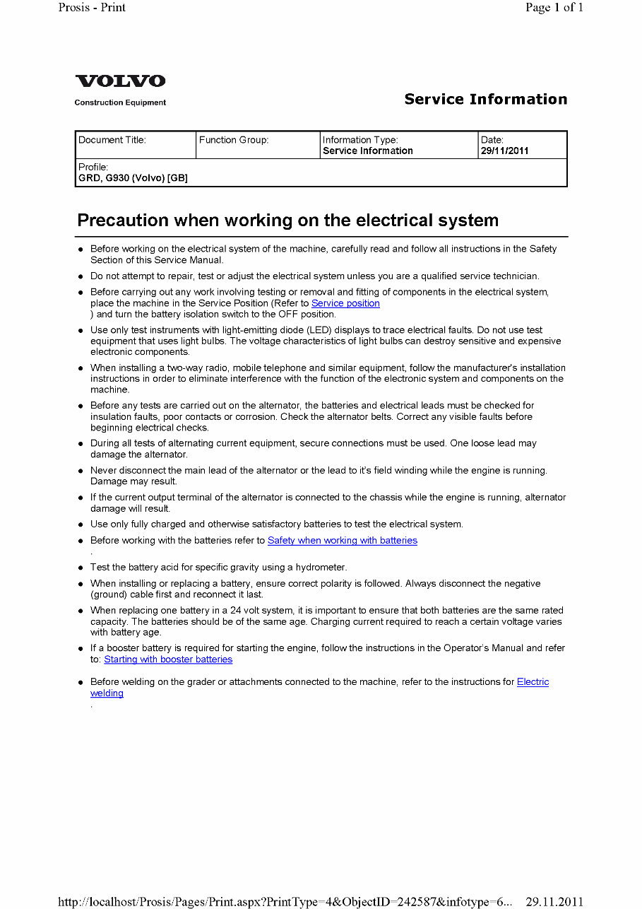 Volvo G930 Motor Grader OEM Service & Repair Manual preview img 1