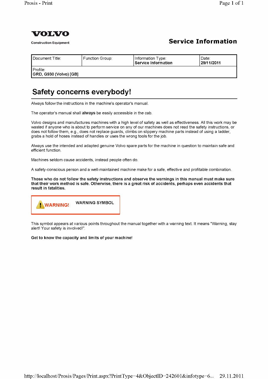 Volvo G930 Motor Grader OEM Service & Repair Manual preview img 7