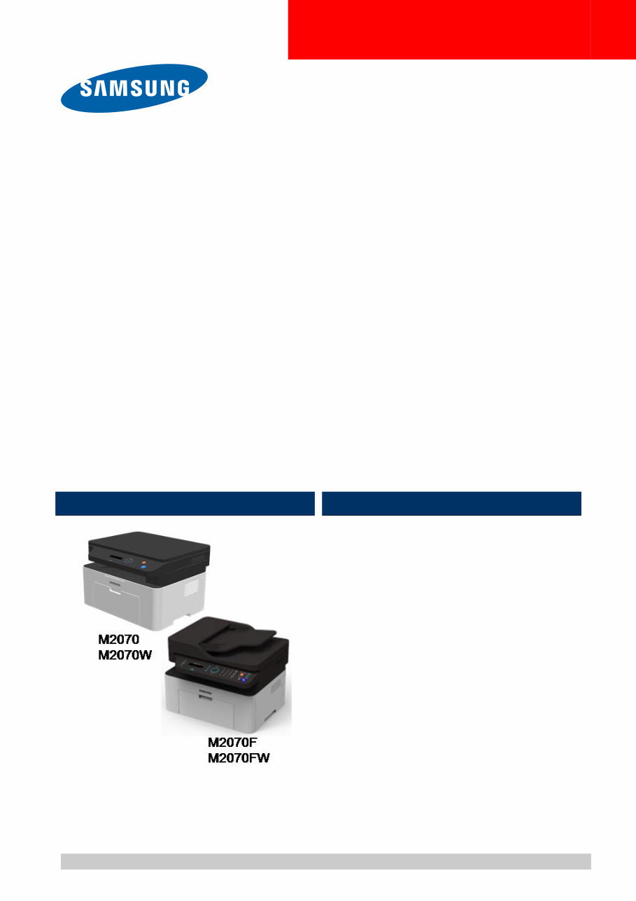 Samsung Xpress M2070 series, M2070, M2070W, M2070F, M2070FW Service Manual preview img 1