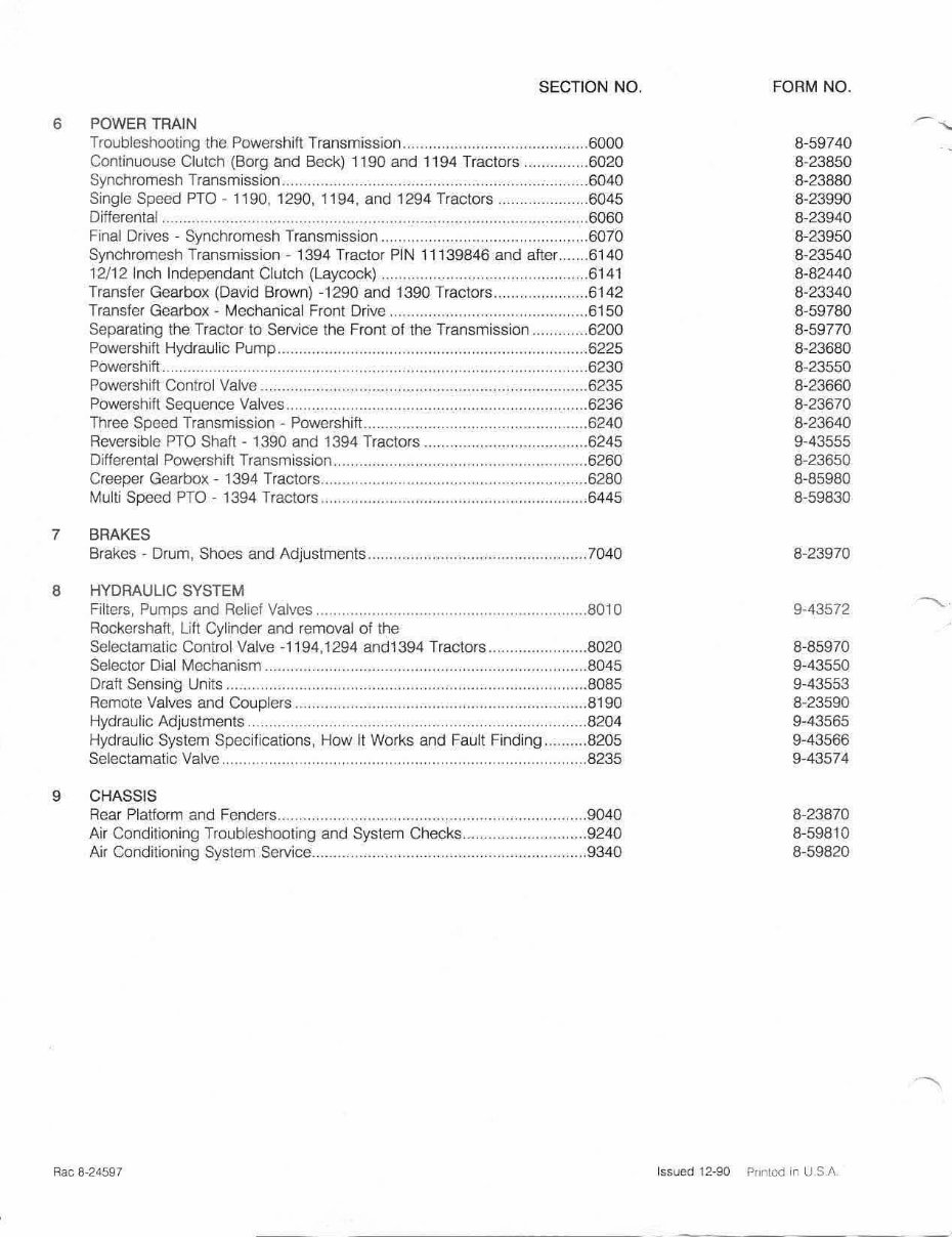 Case IH 1190/1194/1290/1390/1394 Tractors OEM Service & Repair Manual preview img 3