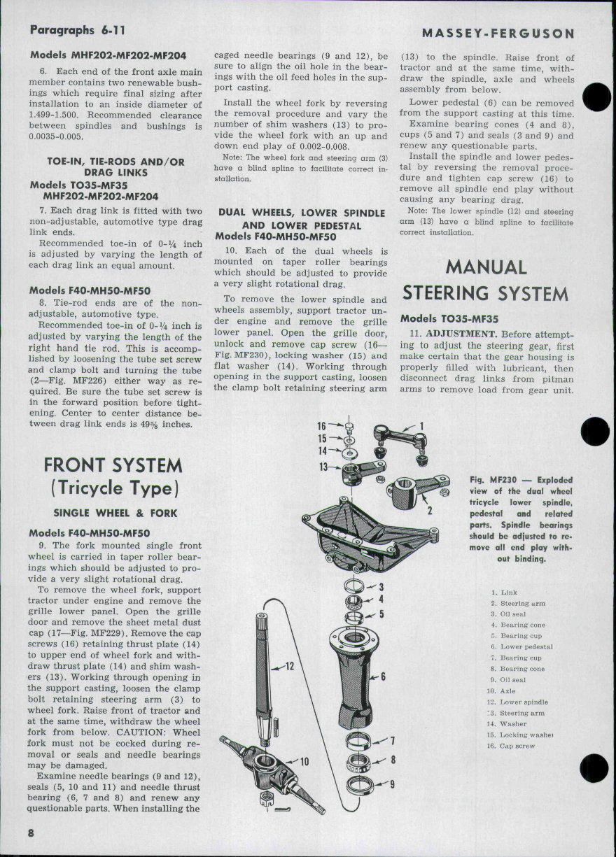 Massey Ferguson TO35/MF35/F40/MH50/MF50/MHF202/MF202/MF204 Tractors OEM Service & Repair Manual preview img 6