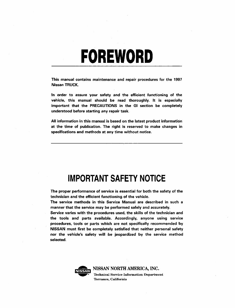 1986-1997 Nissan Navara (D21) Service & Repair Manual preview img 2
