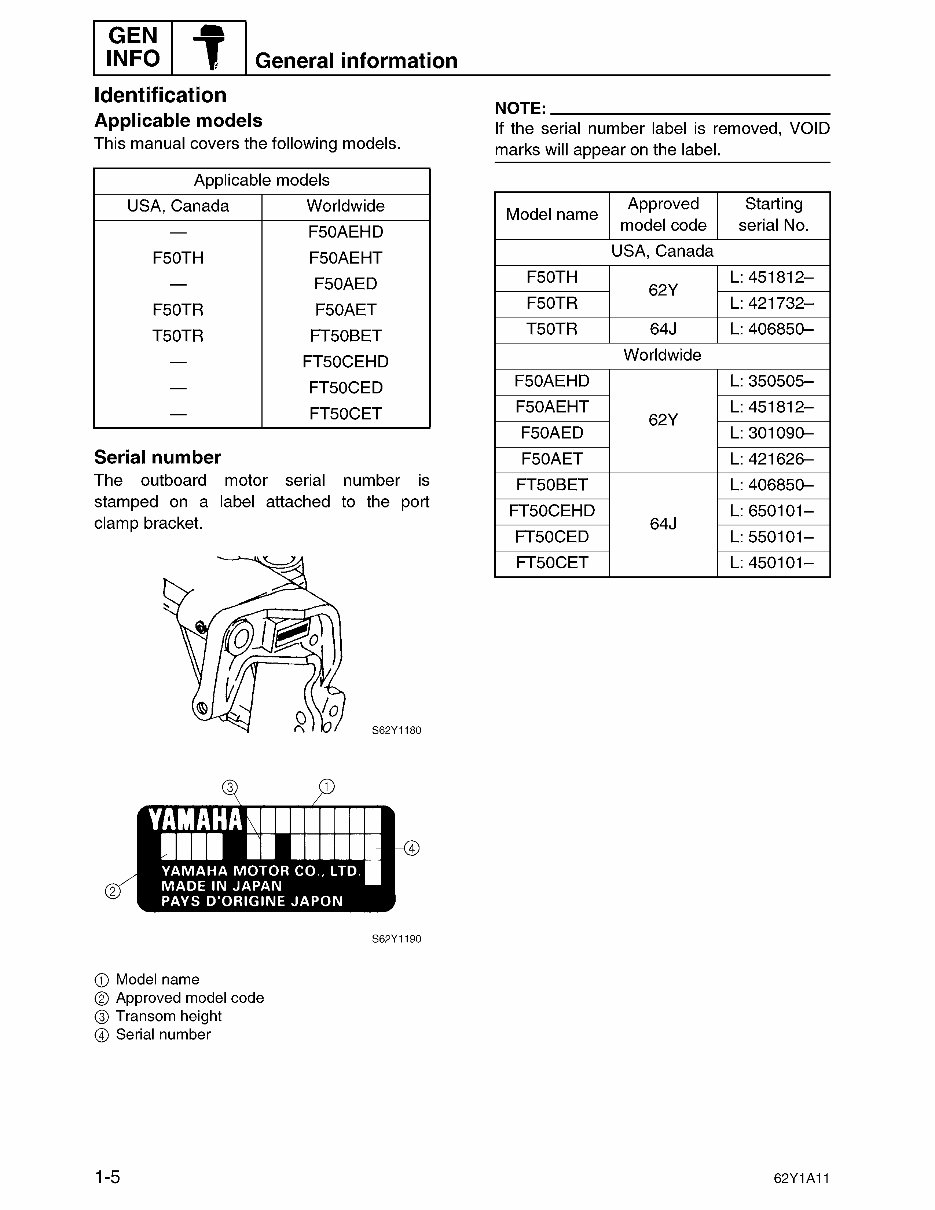 2001 2002 2003 Yamaha 50hp 4-stroke & High Thrust models & 2001-2003 F50(35hp) Jetdrive Outboard Models Service Manual preview img 8