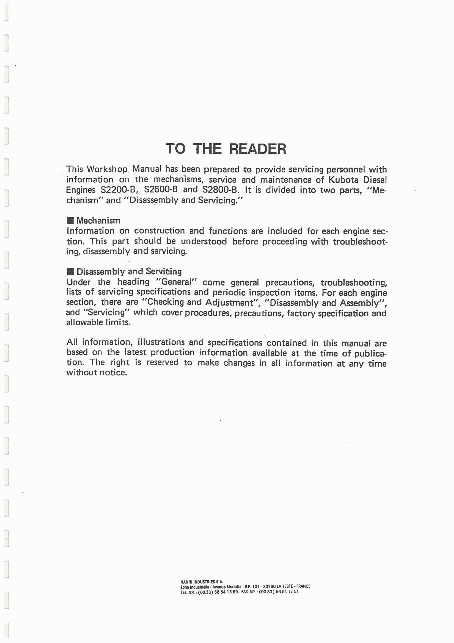 Kubota S2200-B / S2600-B / S2800-B Diesel Engines Service & Repair Manual preview img 2