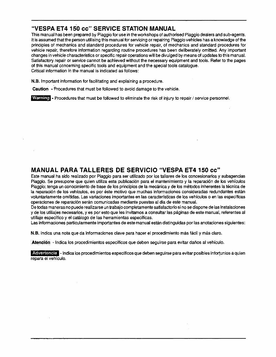 2000-2004 VESPA ET4 150 Scooter Service & Repair Manual preview img 2