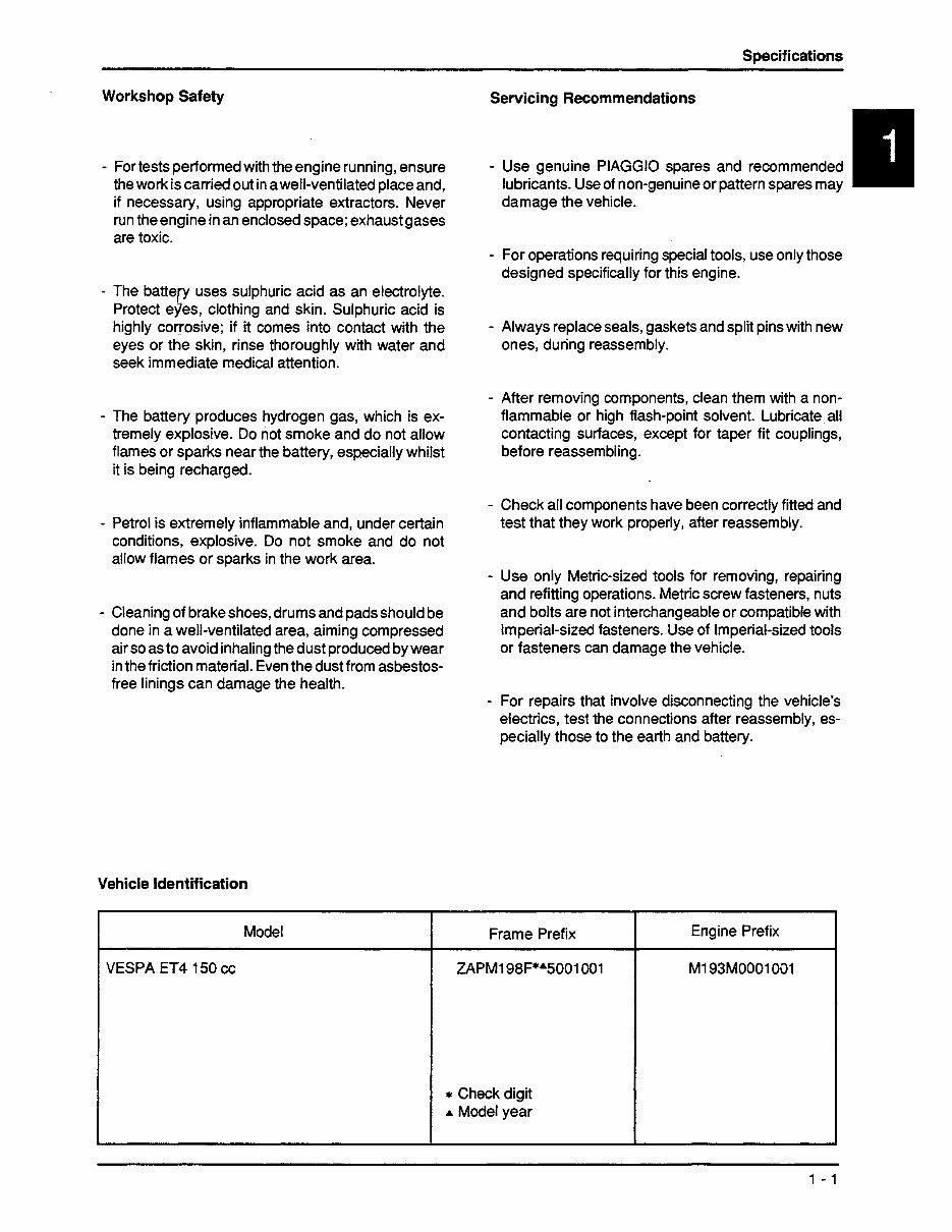 2000-2004 VESPA ET4 150 Scooter Service & Repair Manual preview img 7