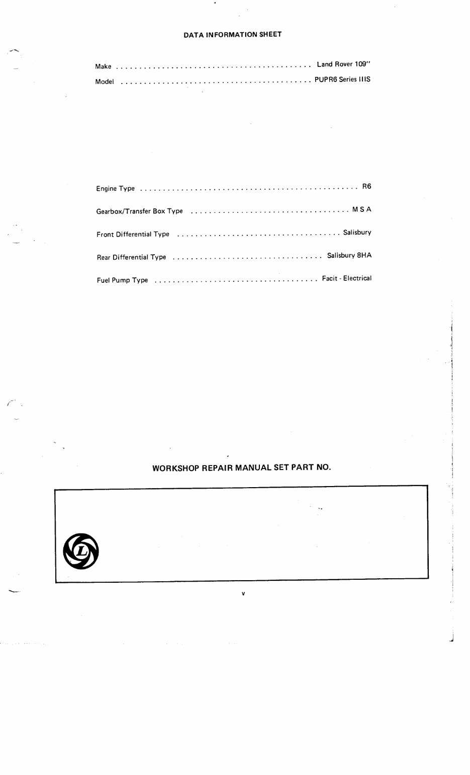 Land Rover Series 3 Service Manual preview img 3