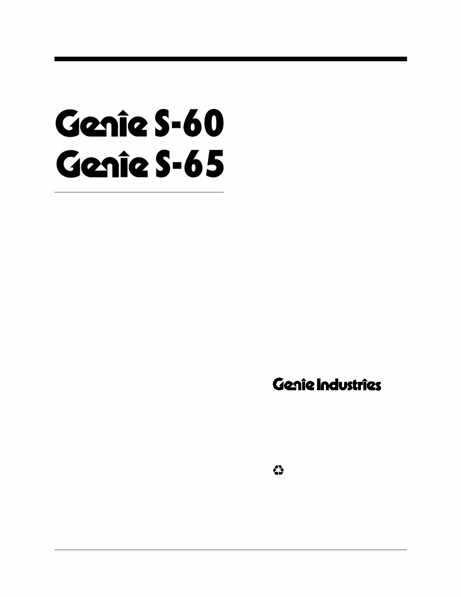 Genie S60/S65 Telescopic Boom Lift Service & Repair Manual preview img 2