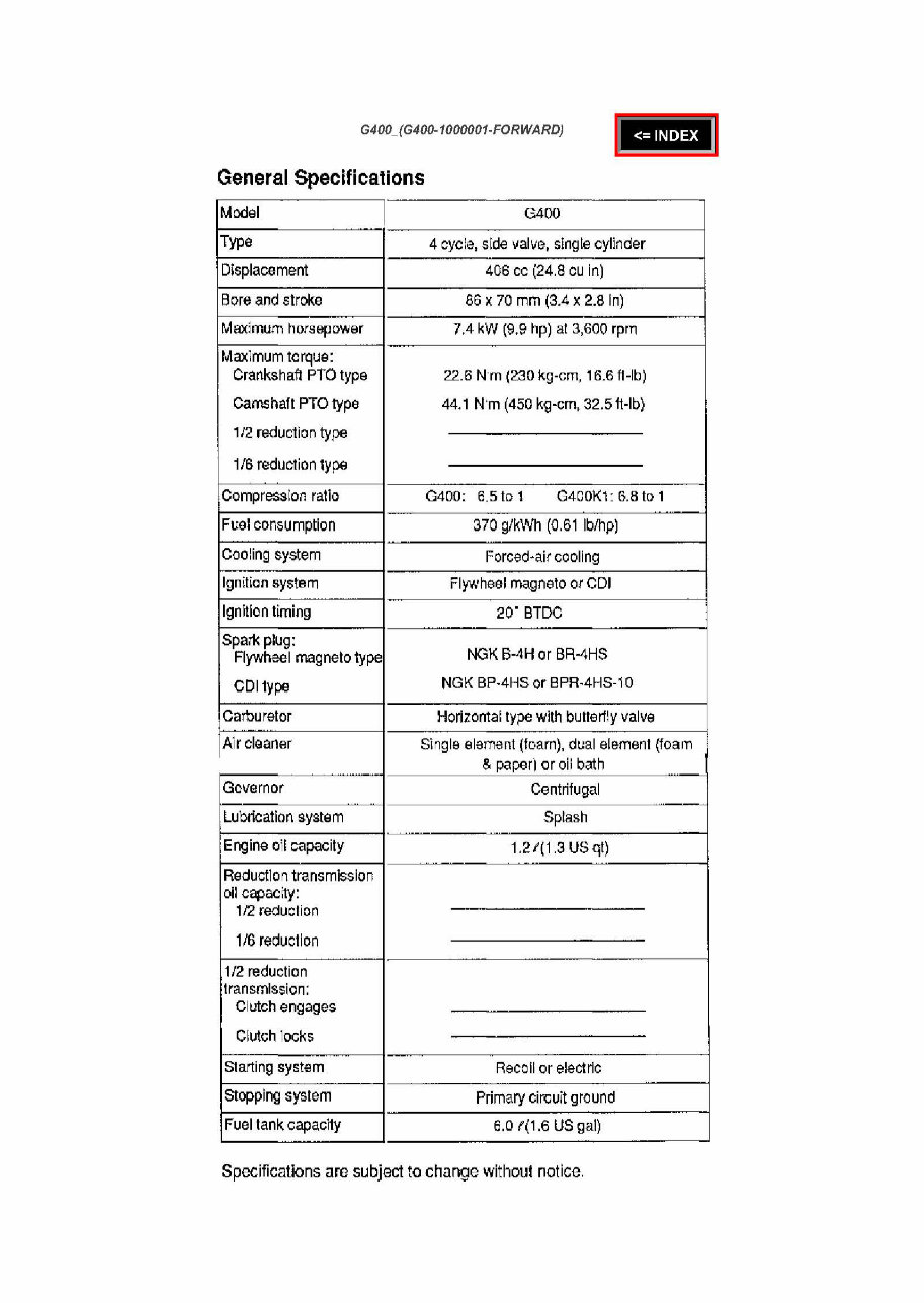 Honda G400 Horizontal Shaft Engine Repair Manual preview img 3