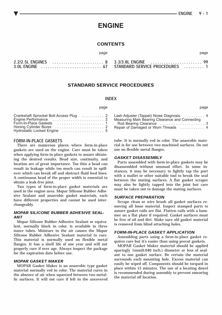 1992-1993 Chrysler LeBaron / Fifth Avenue / Acclaim / Dodge Shadow Service & Repair Manual preview img 1