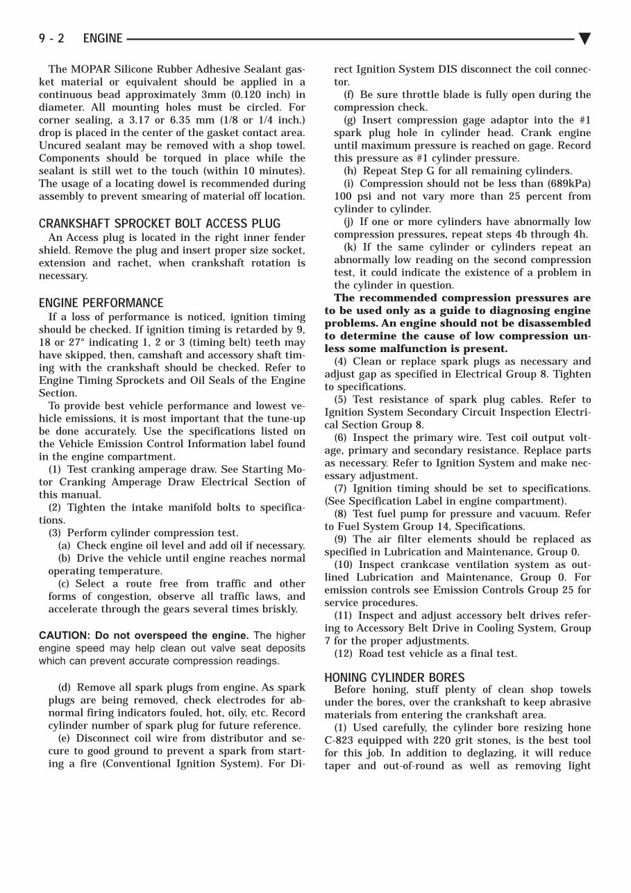 1992-1993 Chrysler LeBaron / Fifth Avenue / Acclaim / Dodge Shadow Service & Repair Manual preview img 2