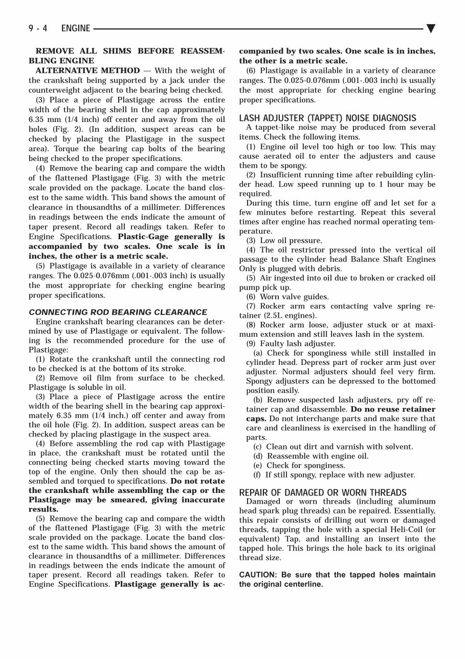 1992-1993 Chrysler LeBaron / Fifth Avenue / Acclaim / Dodge Shadow Service & Repair Manual preview img 4